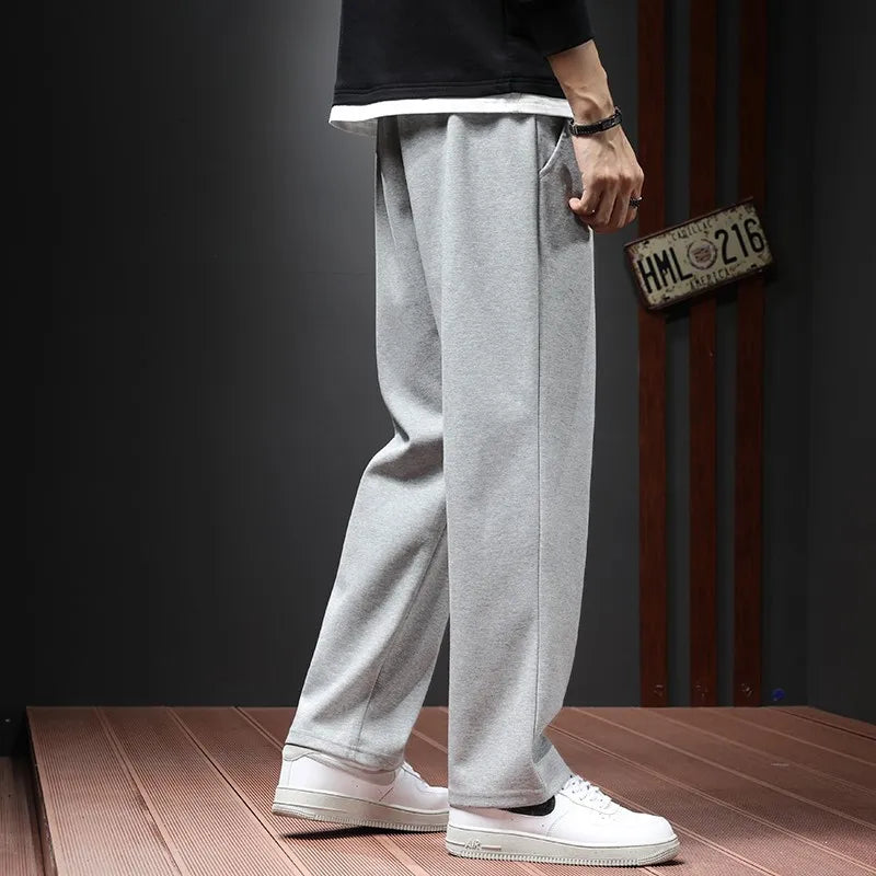 2023 Autumn Casual New Men's Jogger Pants Loose Wide Leg Sweatpants Fashion Straight Track Trousers for Male Drawstring Pant