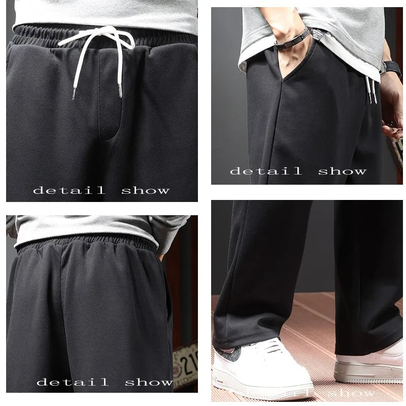 2023 Autumn Casual New Men's Jogger Pants Loose Wide Leg Sweatpants Fashion Straight Track Trousers for Male Drawstring Pant